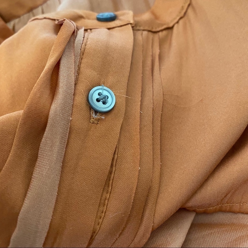BANANA REPUBLIC Heritage sz S Orange Long Sleeve Ruffle Shirt - Picture 7 of 8